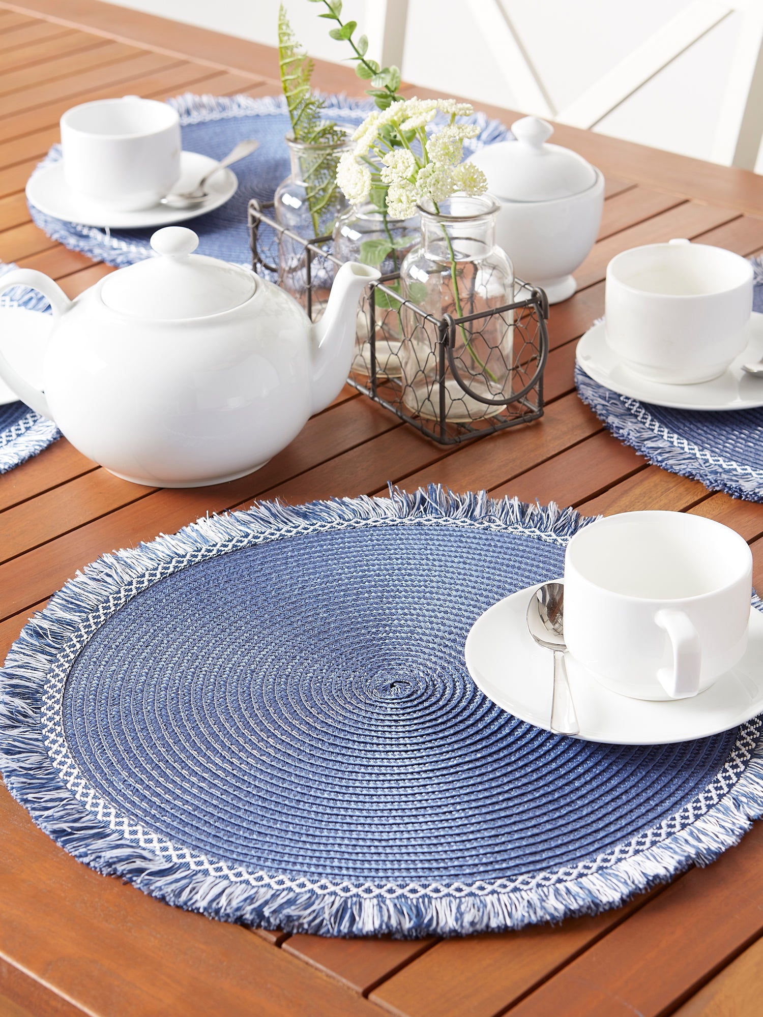 Blue Round Fringed Placemat set of 6 – Home Store