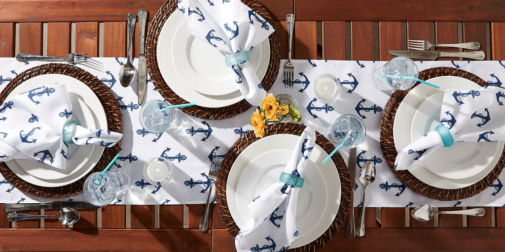 Anchors Print Outdoor Table Runner 14X108