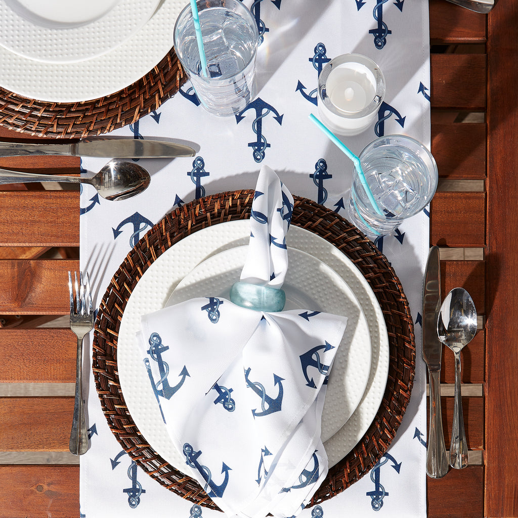 Anchors Print Outdoor Table Runner 14X108