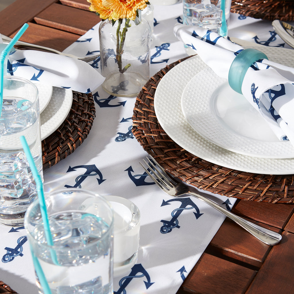 Anchors Print Outdoor Table Runner 14X108