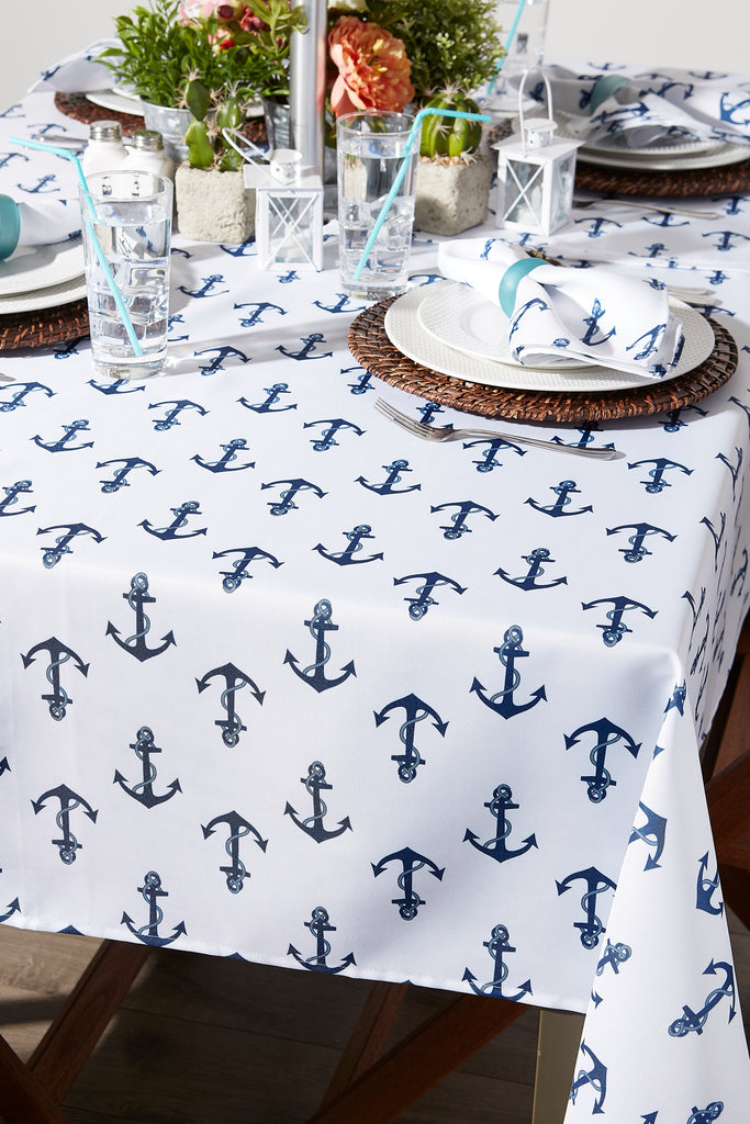 Anchors Print Outdoor Tablecloth With Zipper 60 Round