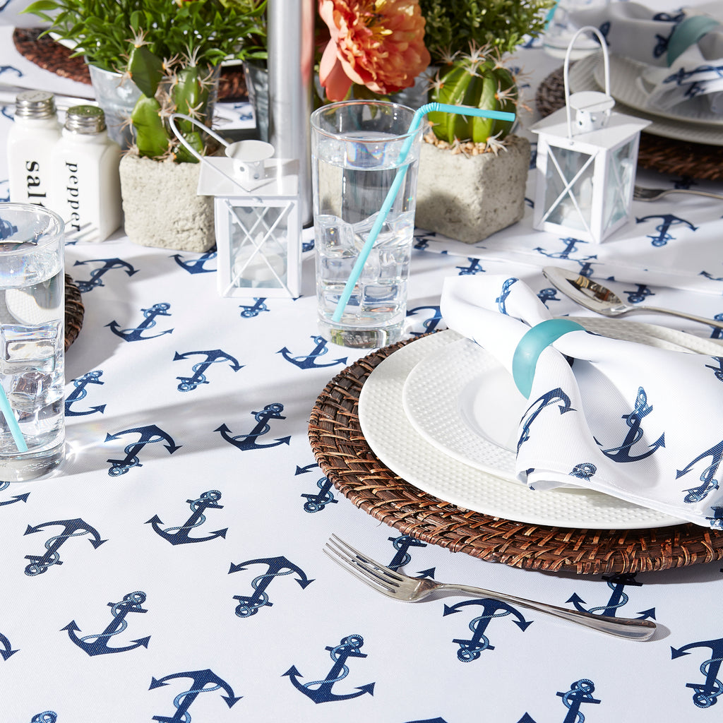 Anchors Print Outdoor Tablecloth With Zipper 60X84
