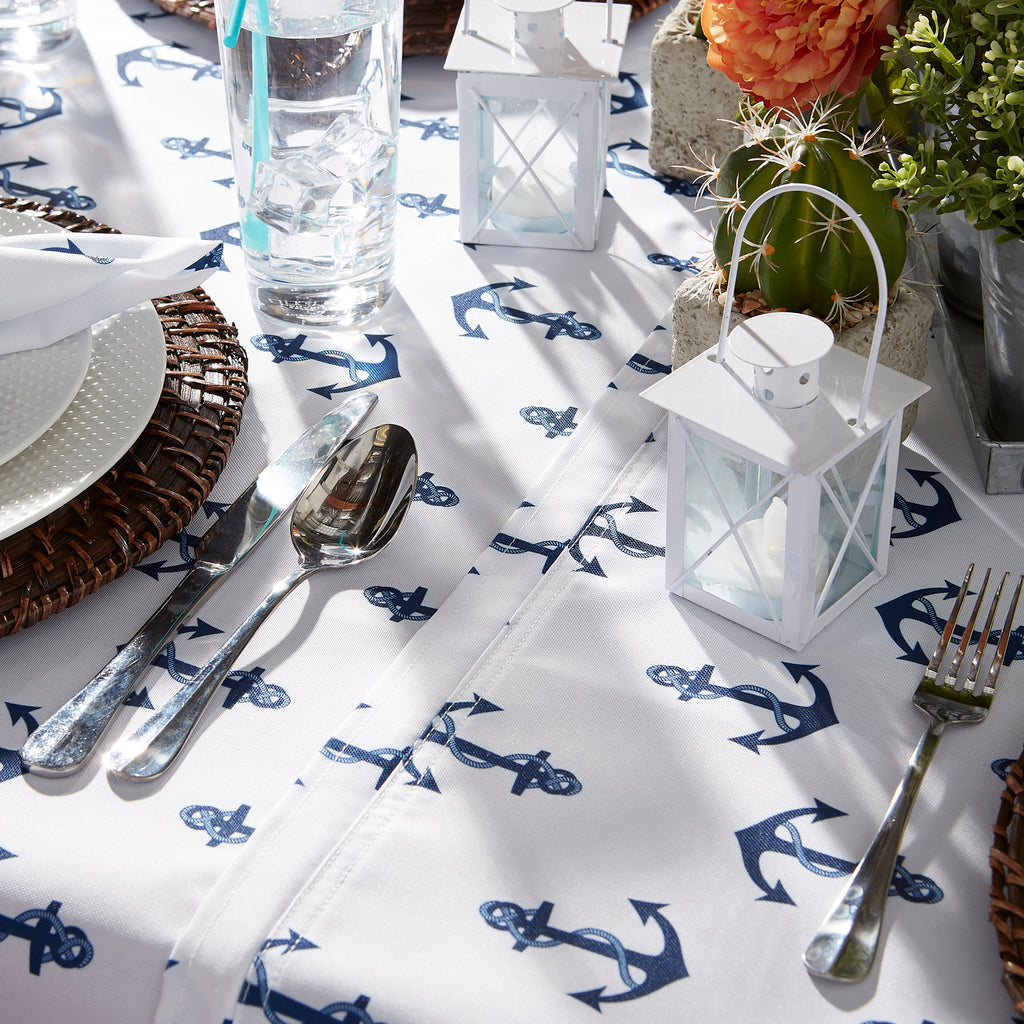 Anchors Print Outdoor Tablecloth With Zipper 60X84
