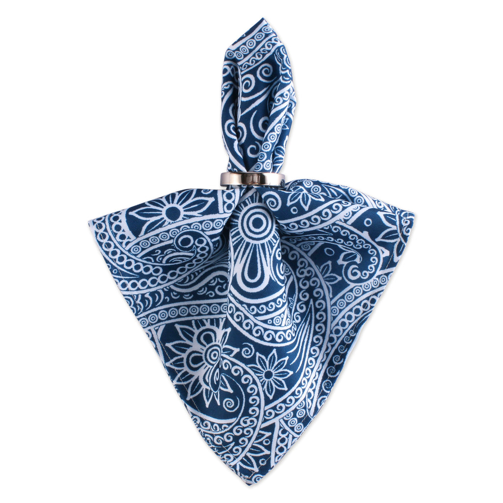 Blue Paisley Print Outdoor Napkin Set of 6