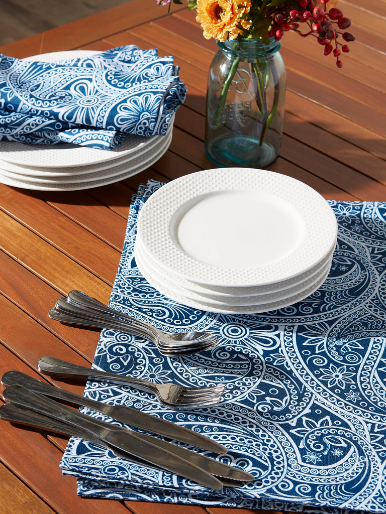 Blue Paisley Print Outdoor Placemat Set of 6