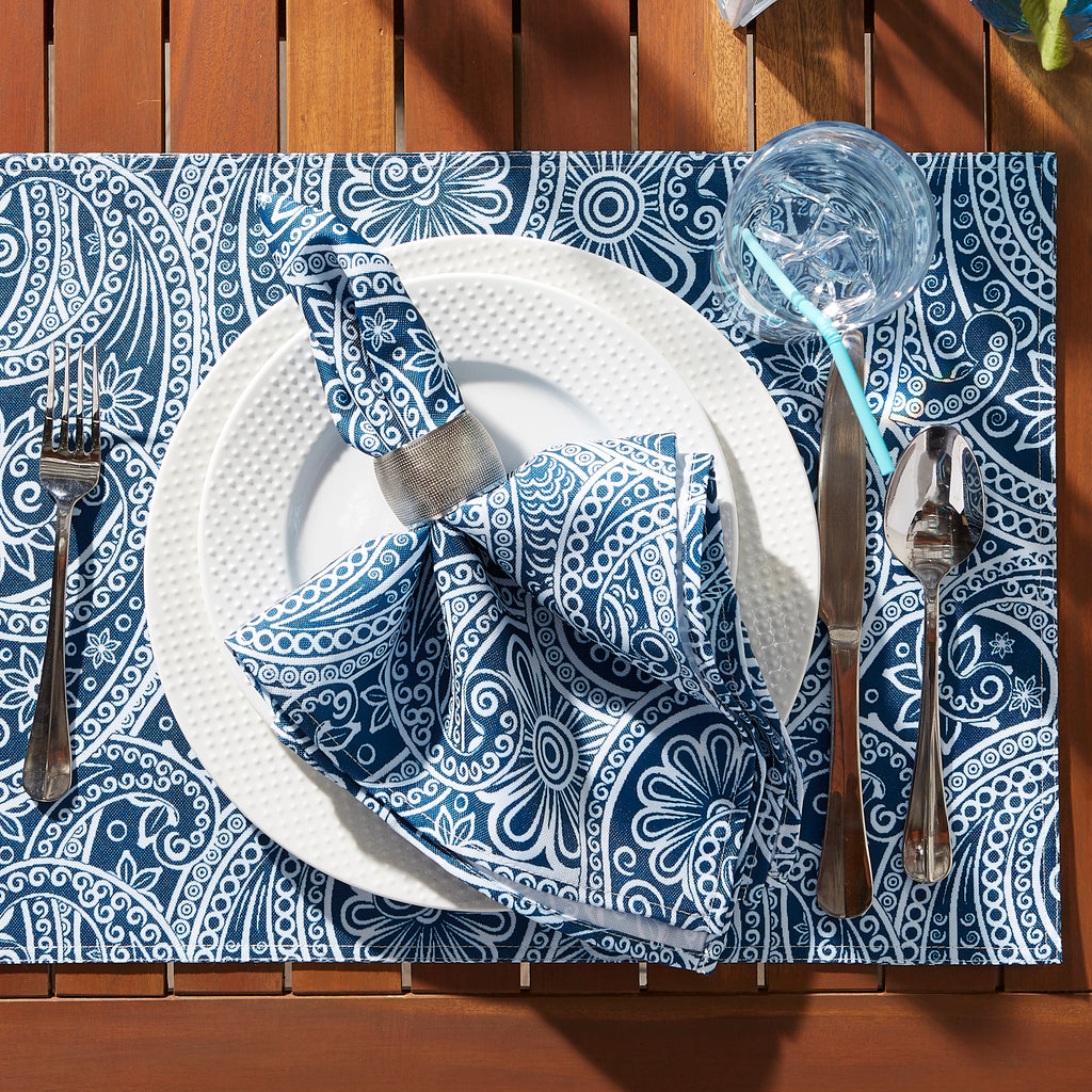 Blue Paisley Print Outdoor Placemat Set of 6