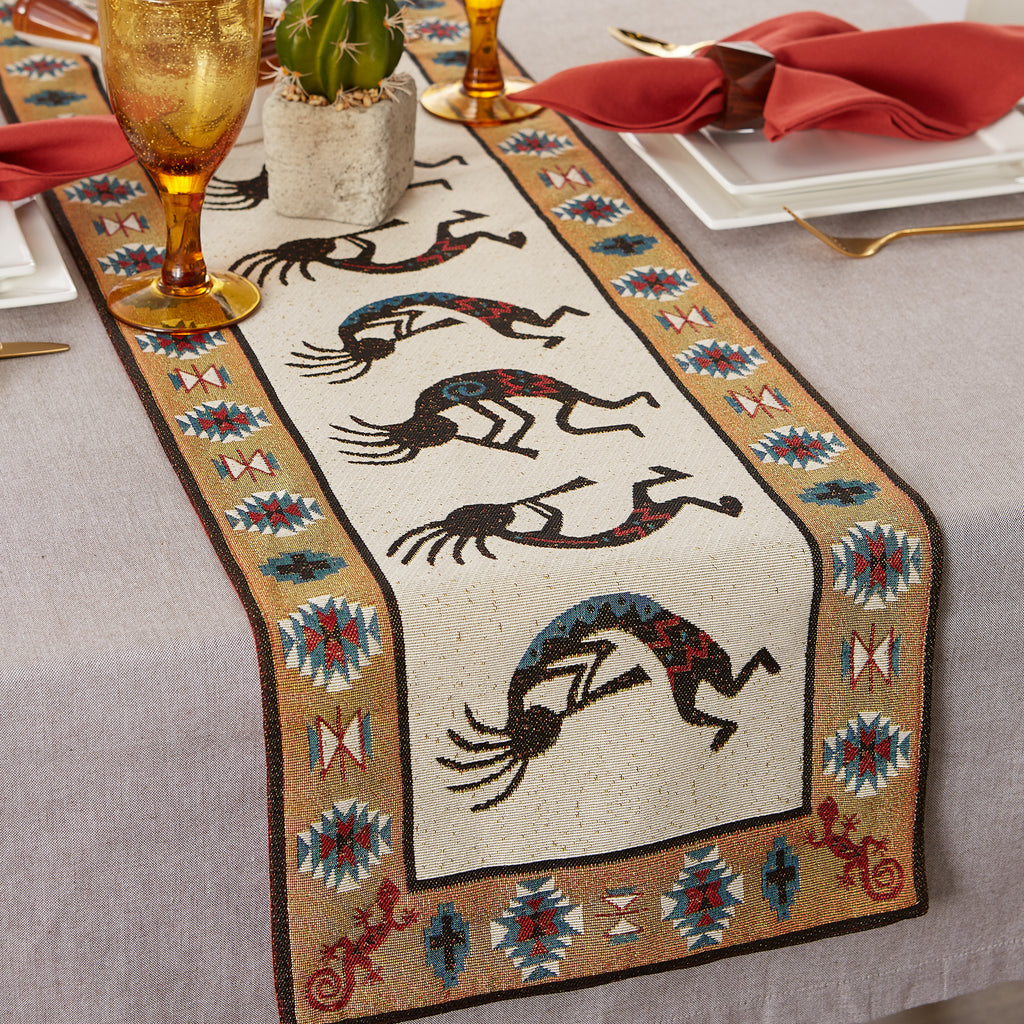 Kokopelli Tapestry Table Runner 13X72
