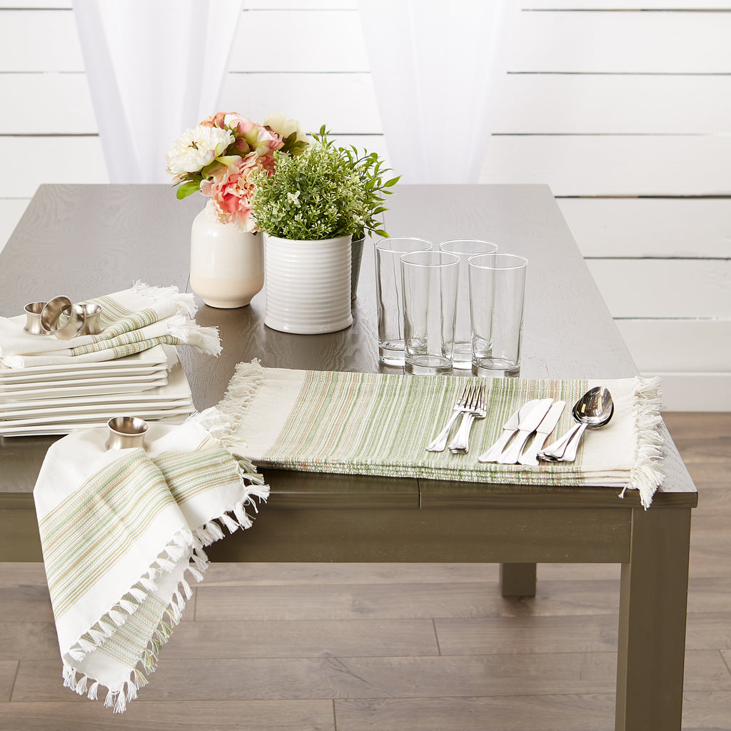Thyme Striped Fringed Placemat set of 6