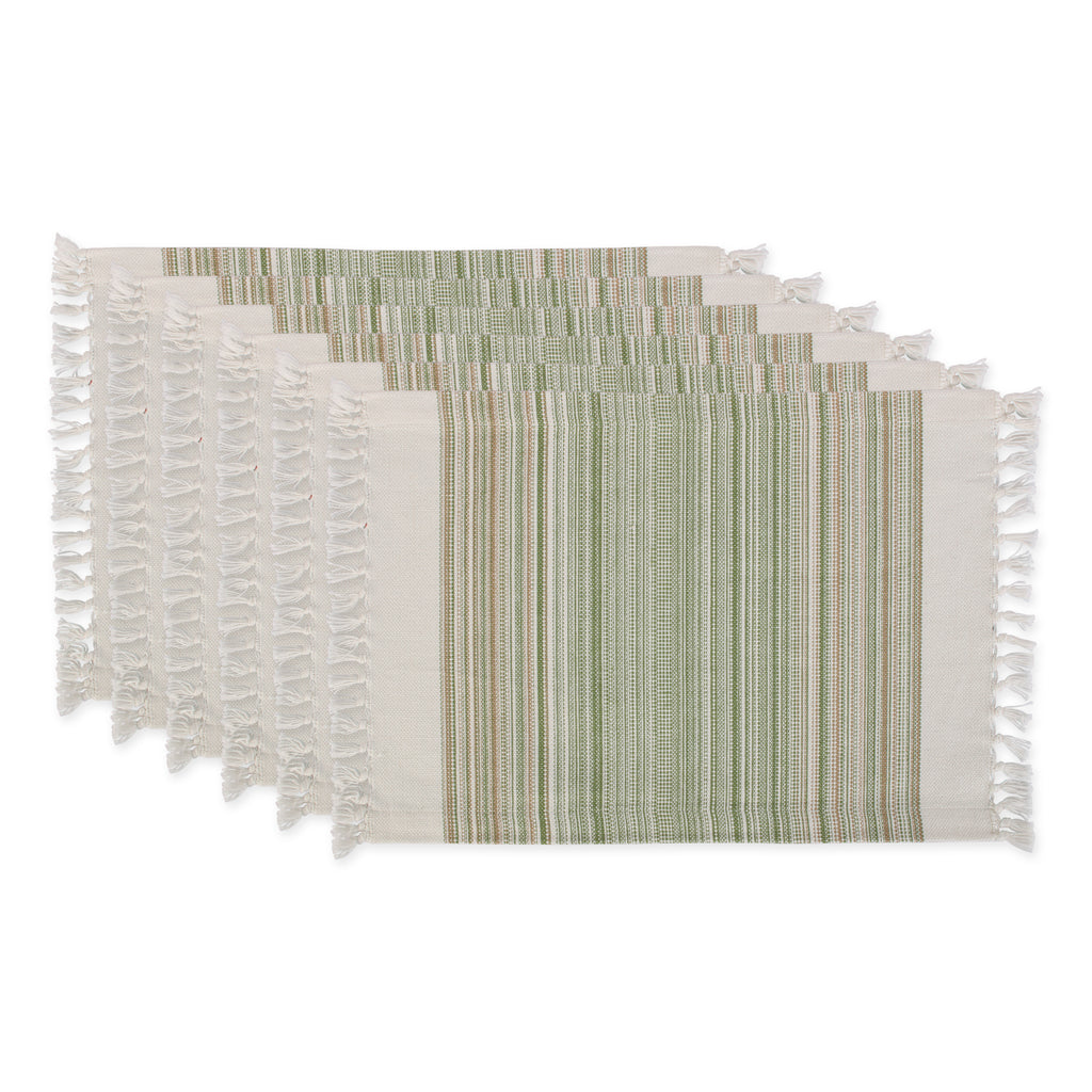 Thyme Striped Fringed Placemat set of 6