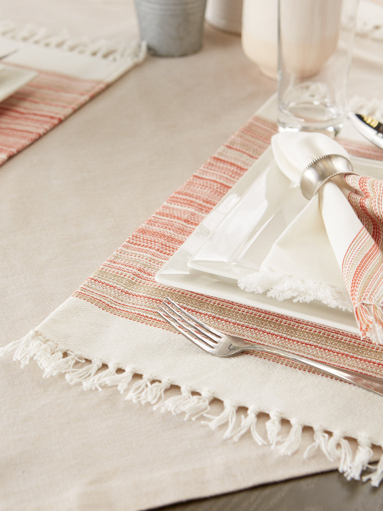 Pimento Striped Fringed Placemat set of 6