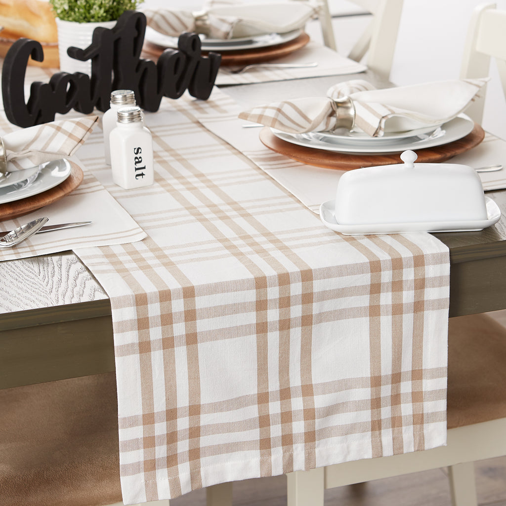Stone Farm To Table Check Table Runner 14X108