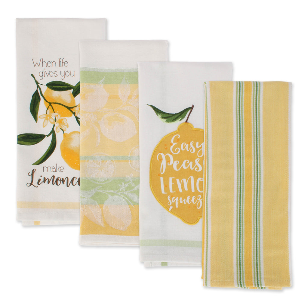 Lemon Bliss Embellished Dishtowel set of 4