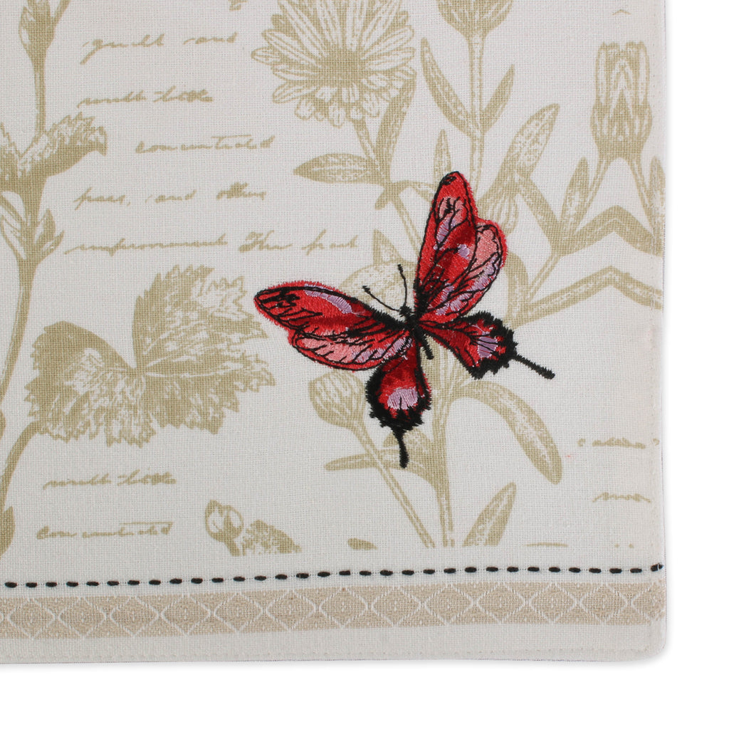 Botanical Butterfly Embroidered Placemat Set of 6
