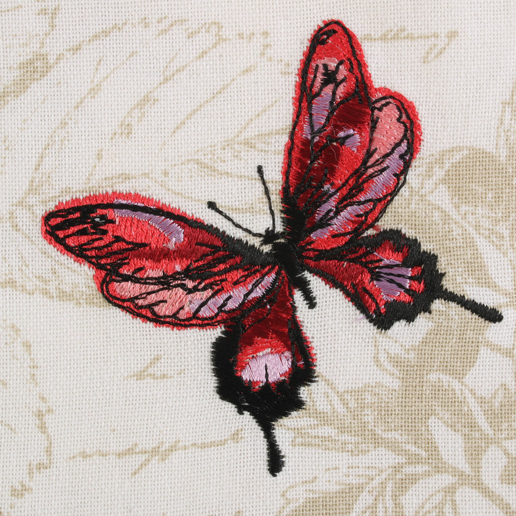 Botanical Butterfly Embroidered Napkin Set of 6