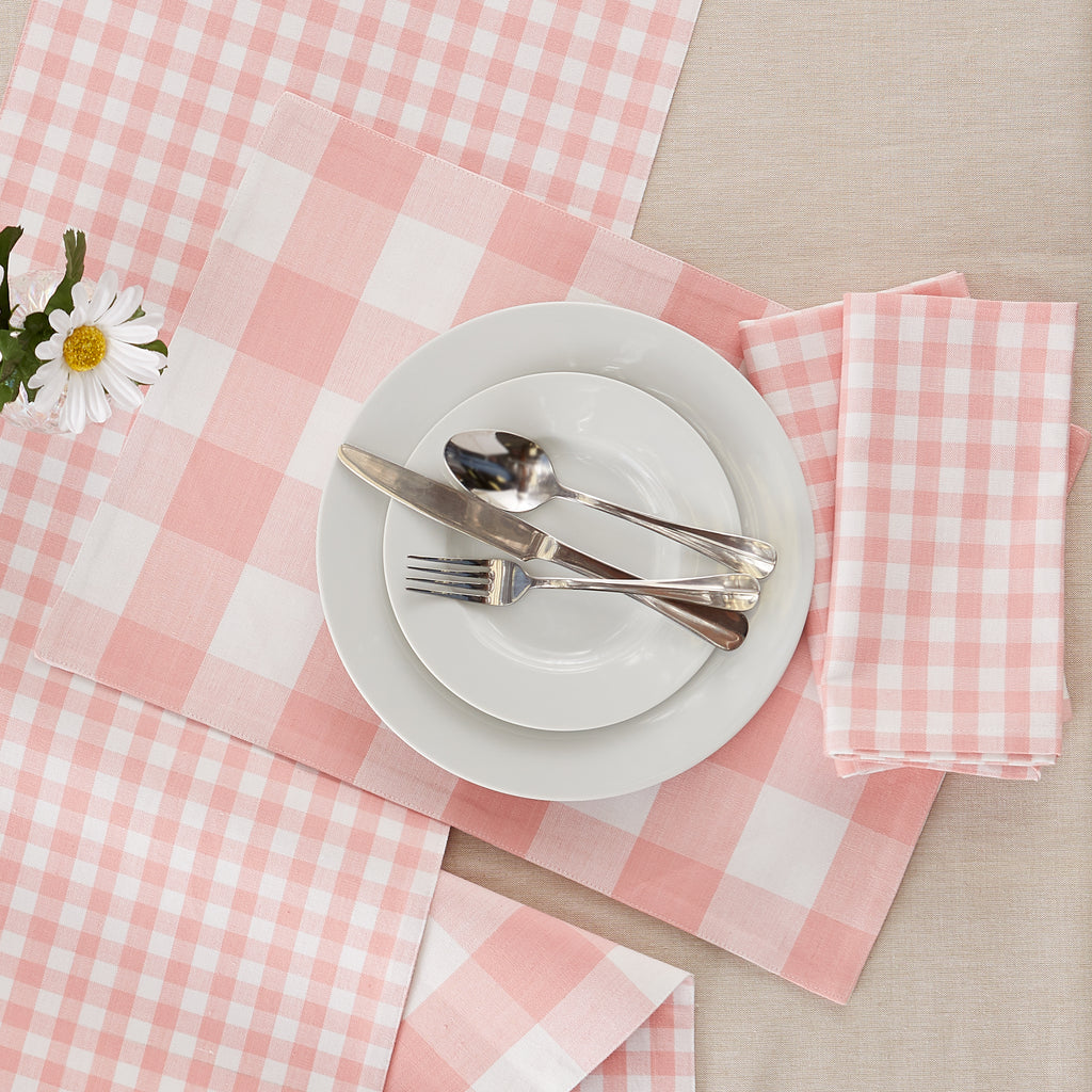 Pink/White Gingham Napkin set of 4