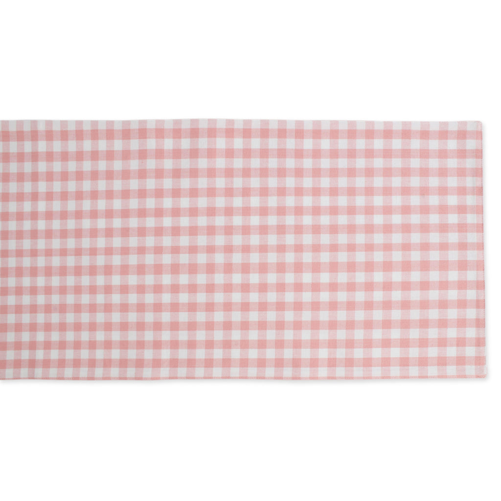 Pink/White Reversible Gingham/Buffalo Check Table Runner 14X108