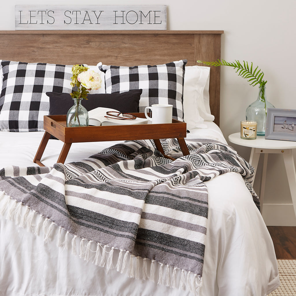 Black Farmhouse Stripe Throw