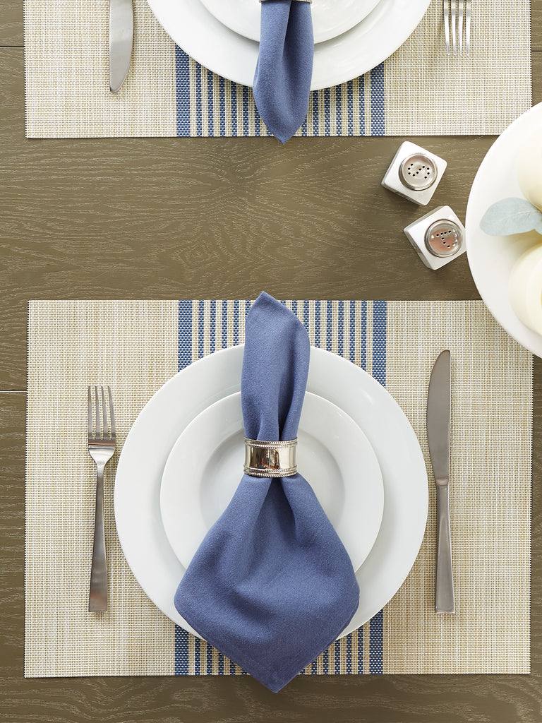 French Blue Middle Stripe Pvc Woven Placemat set of 6