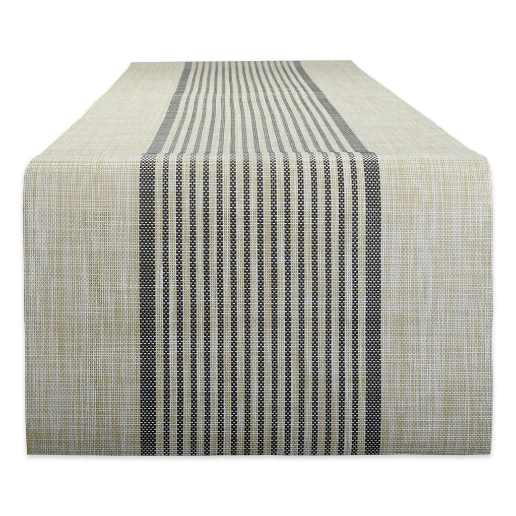 Black Middle Stripe Woven Table Runner 14x72