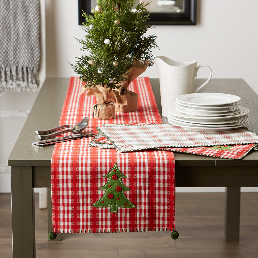 Jolly Tree Reversible Embellished Table Runner 14X72