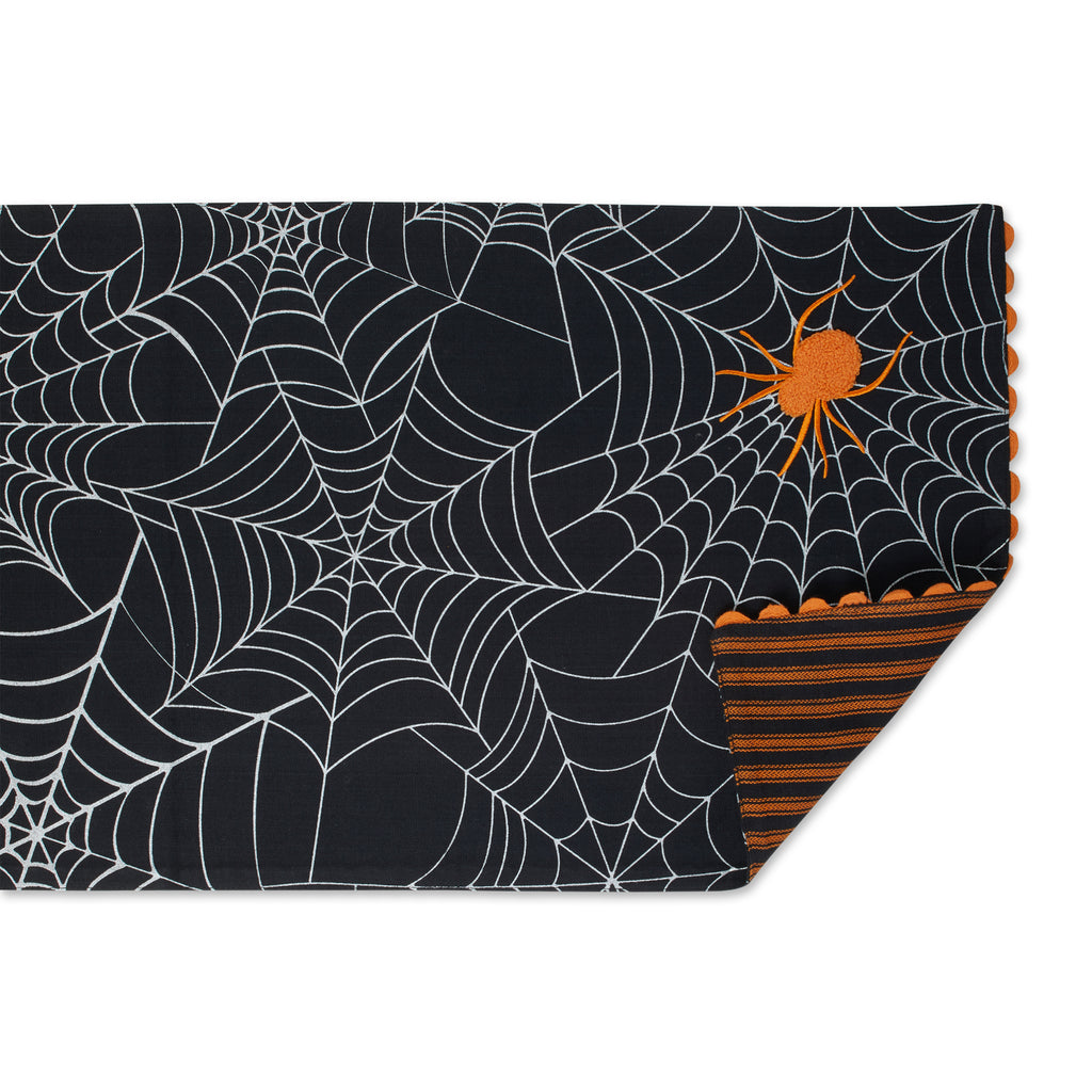 Spooky Spider Web Reversible Embellished Table Runner 14X70
