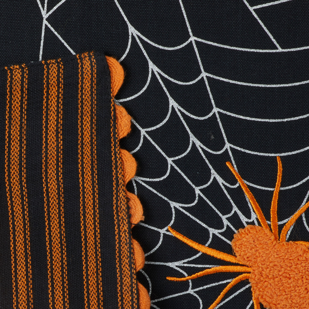 Spooky Spider Web Reversible Embellished Table Runner 14X70