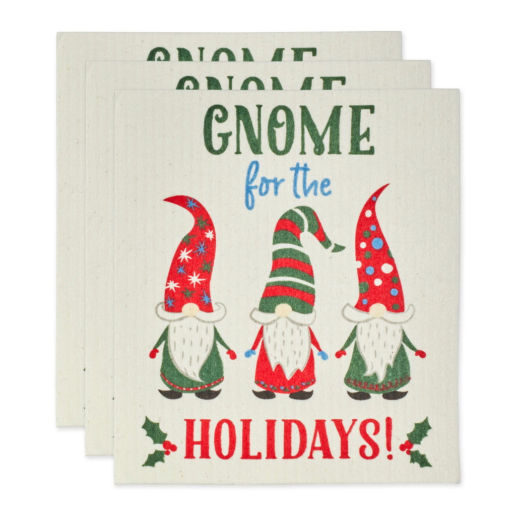 Gnome Holidays Swedish Dishcloth Set of 3