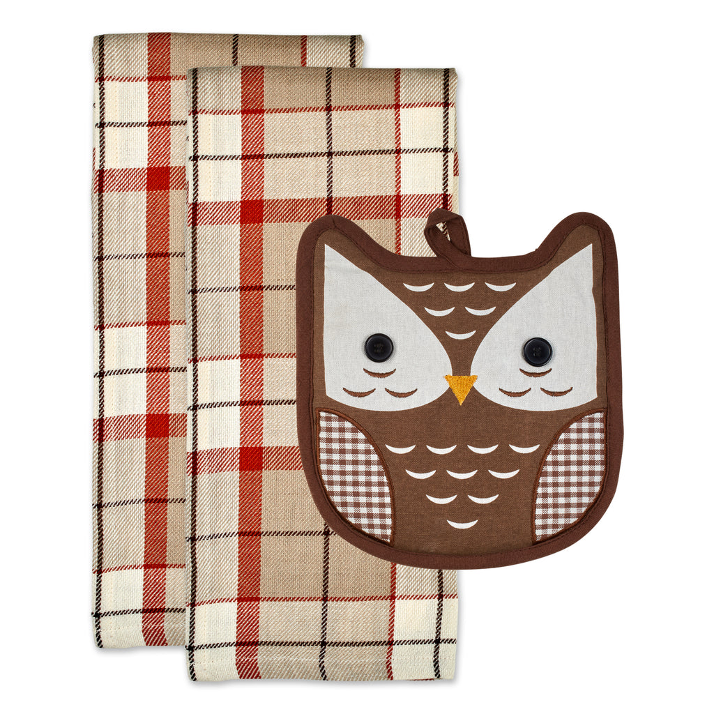Autumn Owl Potholder Gift Set of 3
