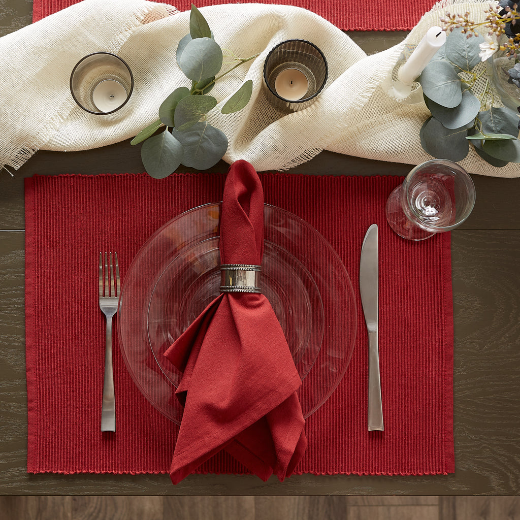 Barn Red Ribbed Placemat Set of 6