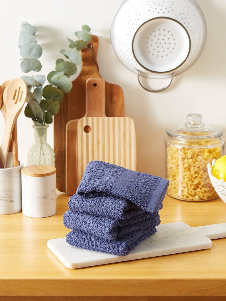 Solid French Blue Waffle Terry Dishtowel set of 4
