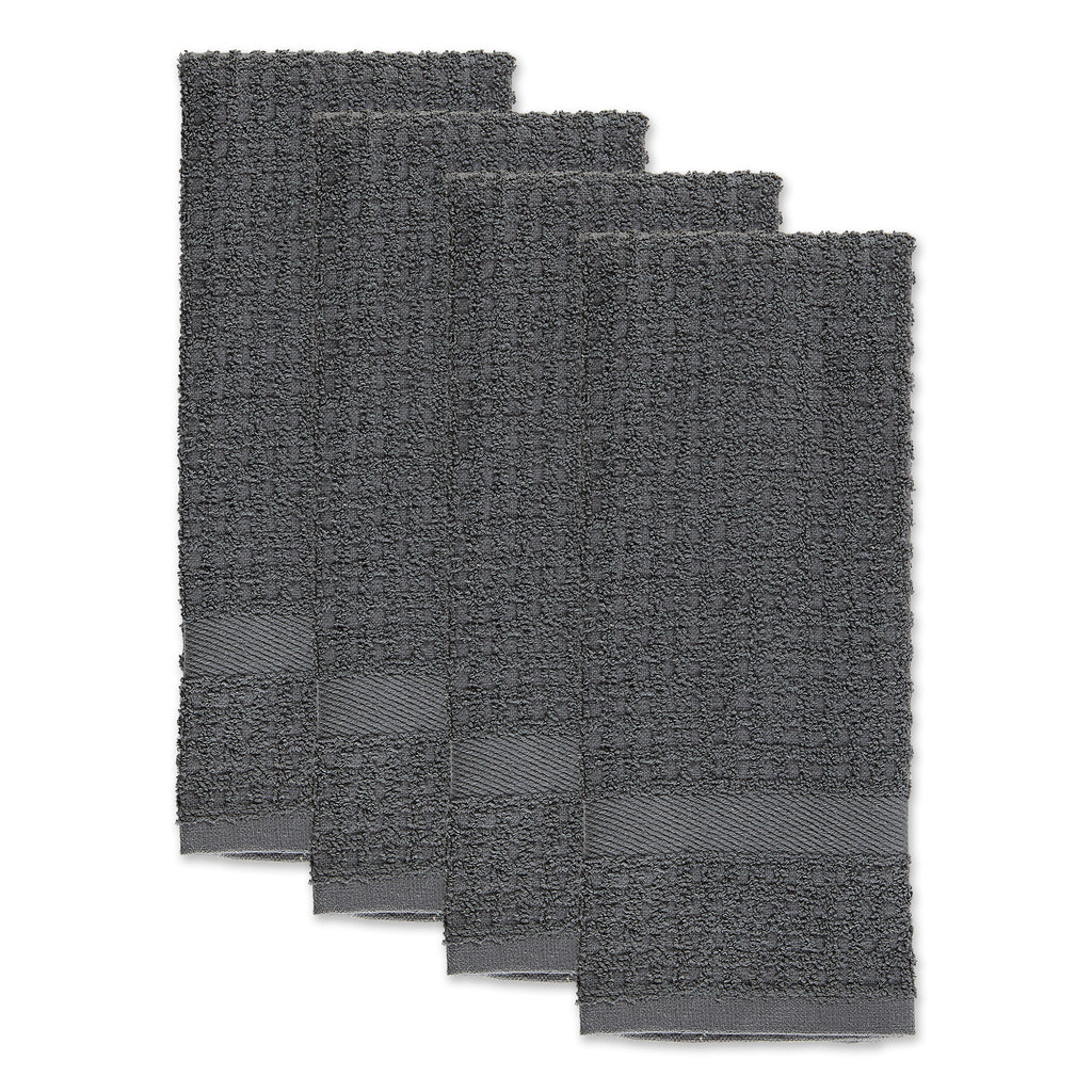 Solid Mineral Gray Waffle Terry Dishtowel set of 4