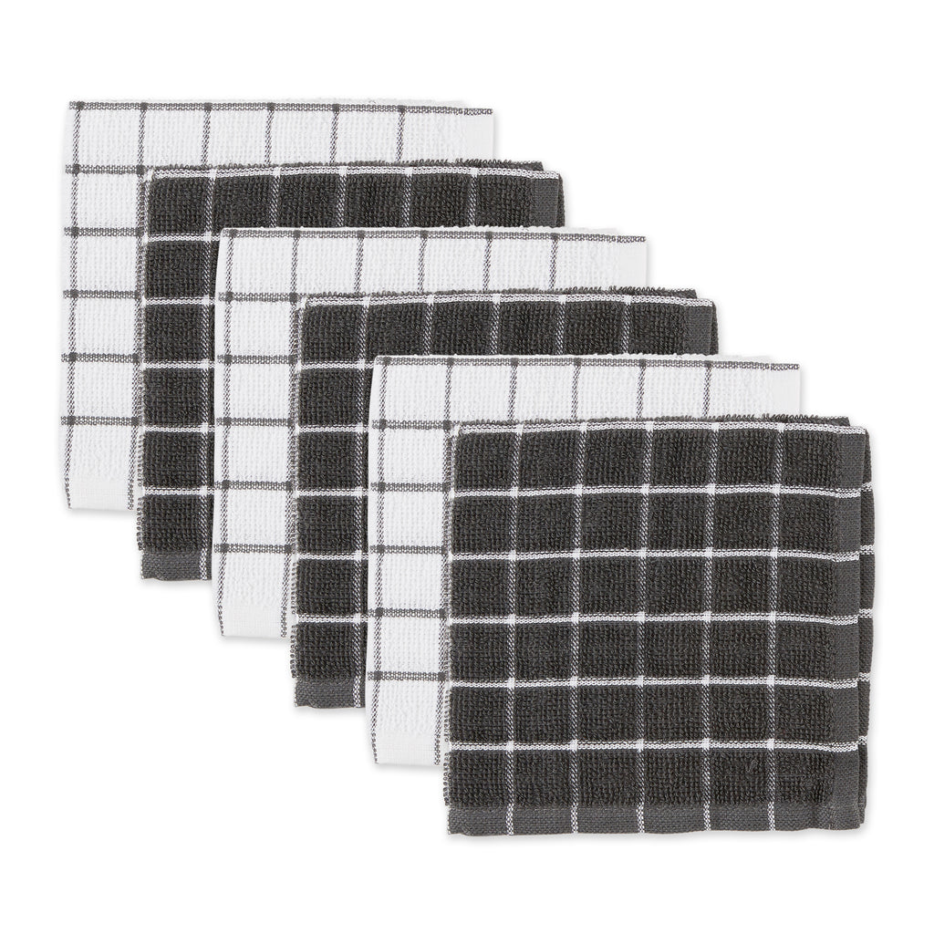 Mineral Gray Combo Windowpane Dishcloth set of 6