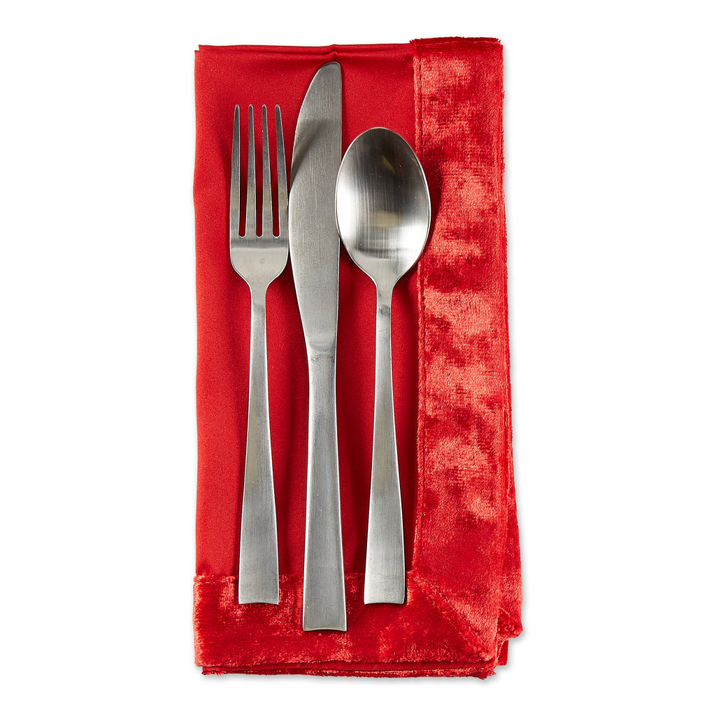 Red Velvet Trimmed Napkin set of 4