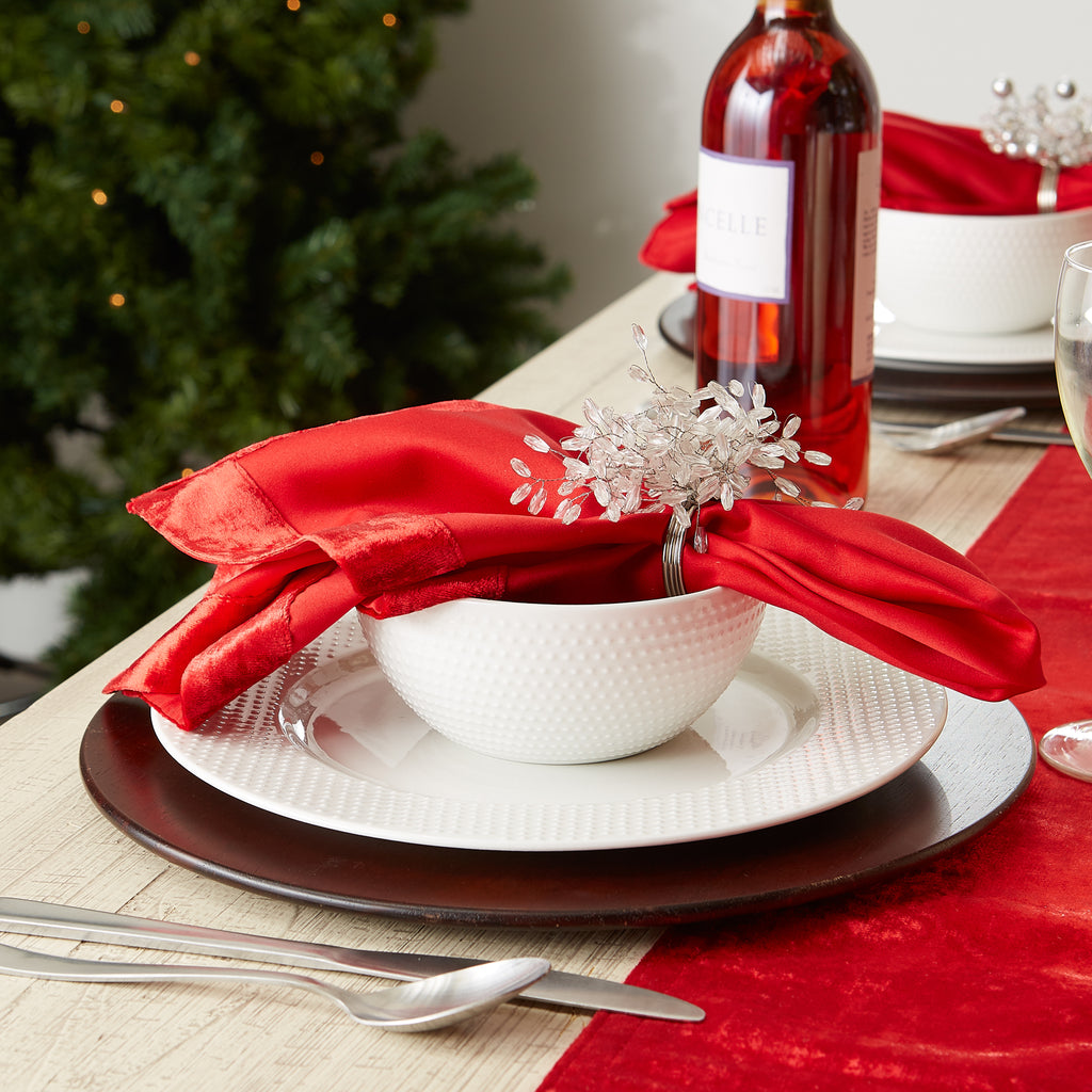 Red Velvet Trimmed Napkin set of 4