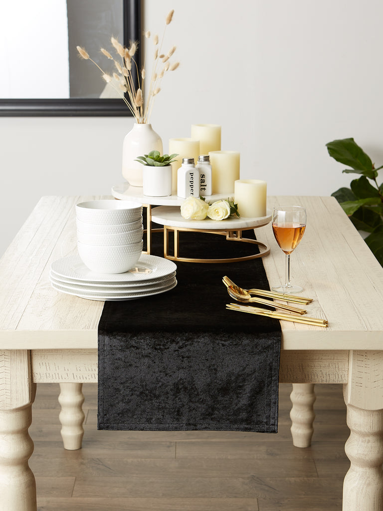 Black Velvet Table Runner 14x72