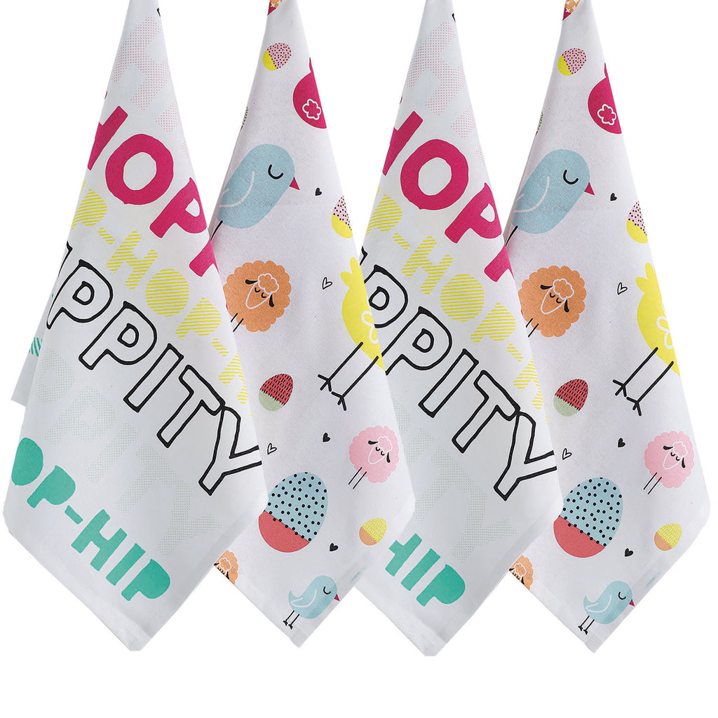 Hippity Hoppity Printed Dishtowel Set of 4