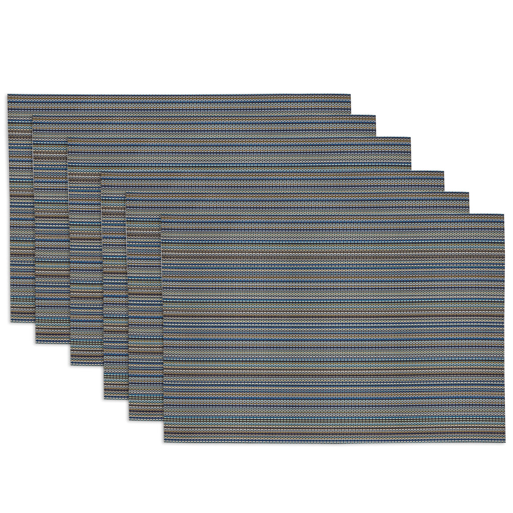 Ocean Blue Pvc Micro Stripe Placemat set of 6