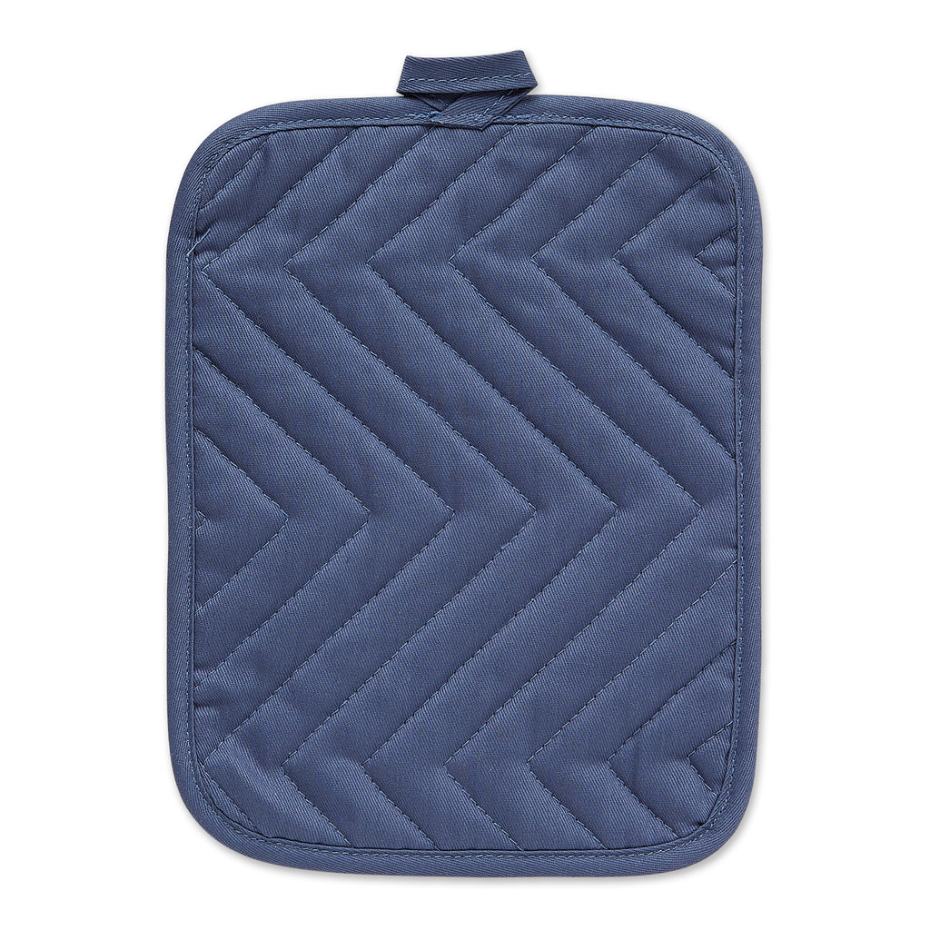 French Blue Quilted Potholder set of 3