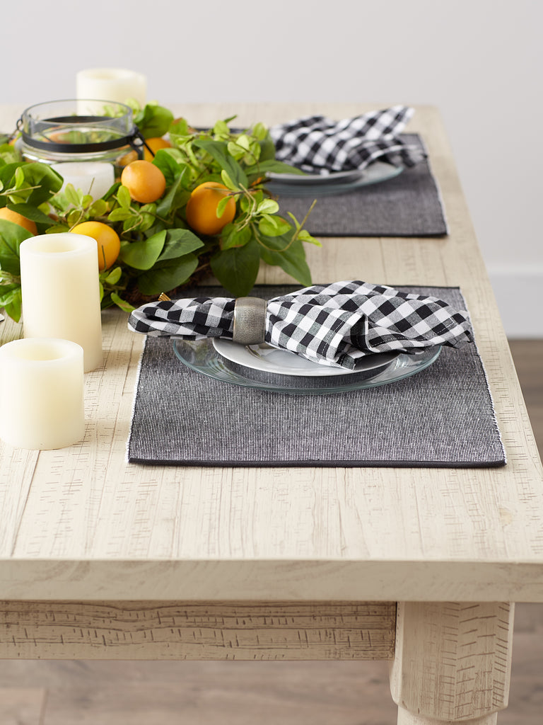 Black & White 2-Tone Ribbed Placemat Set of 6