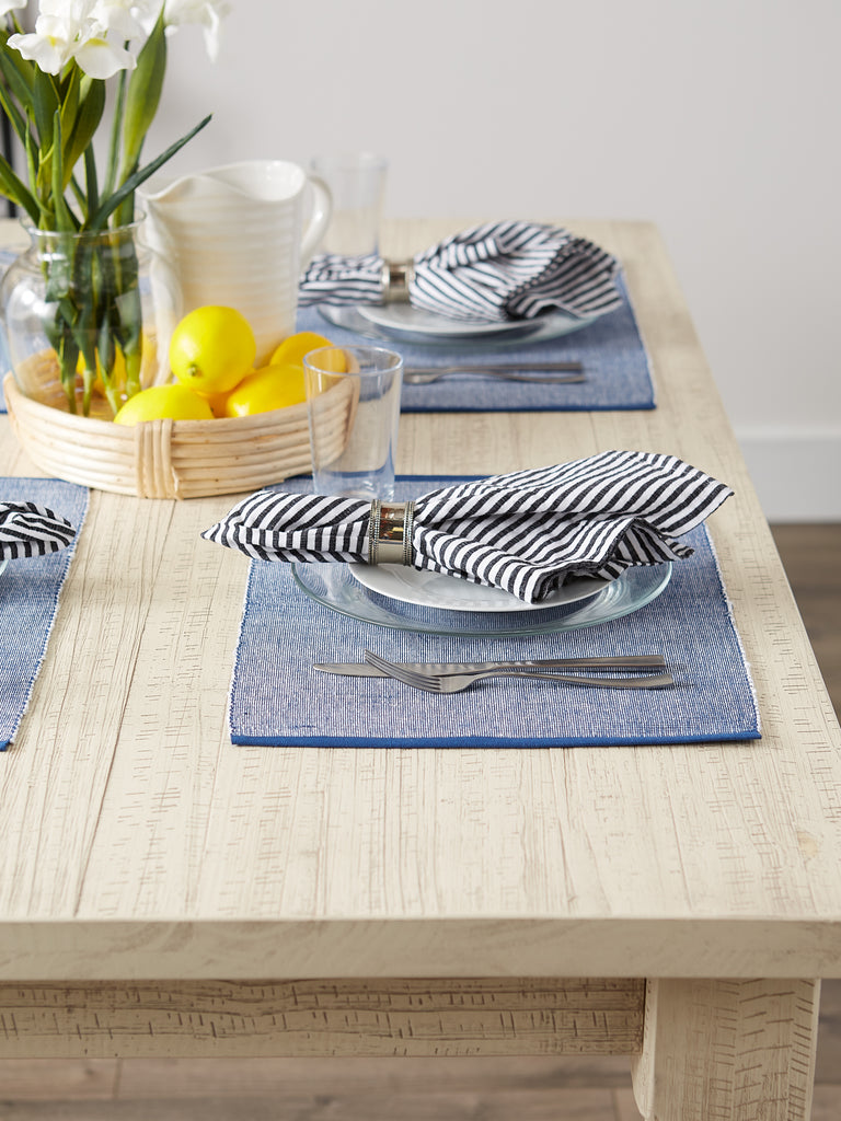 DII Navy & White 2-Tone Ribbed Placemat Set of 6