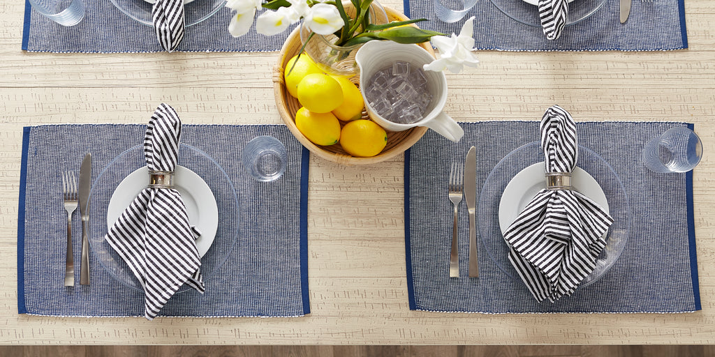 DII Navy & White 2-Tone Ribbed Placemat Set of 6