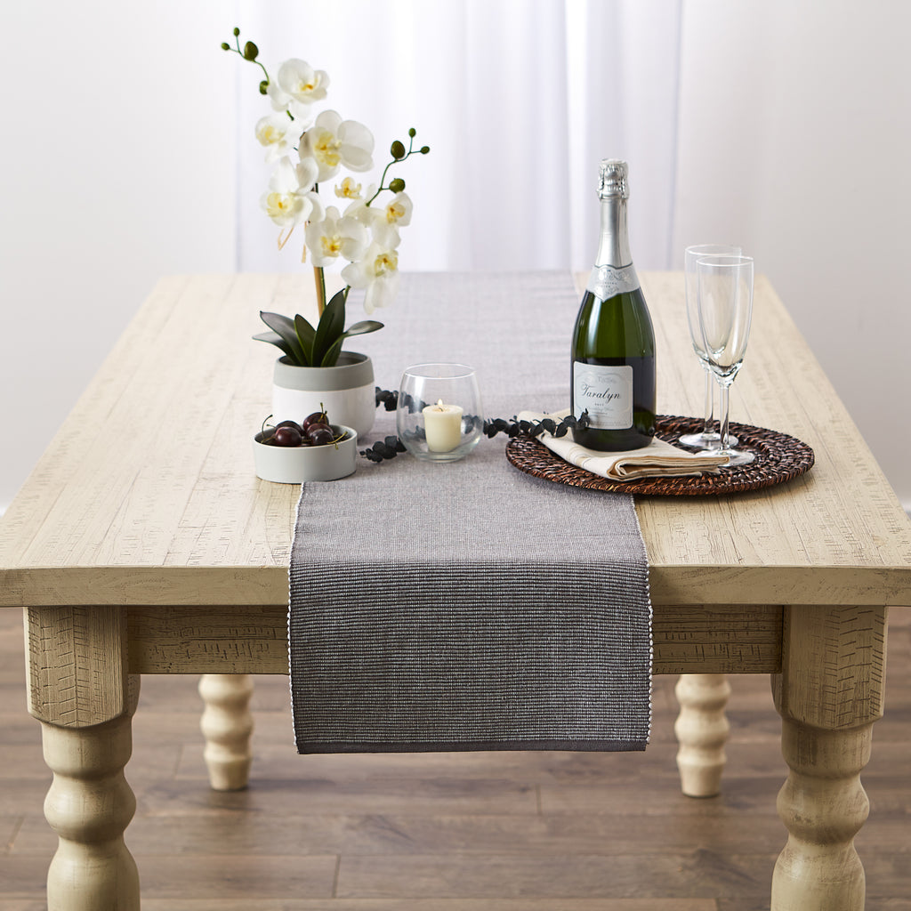 DII Gray & White 2-Tone Ribbed Table Runner