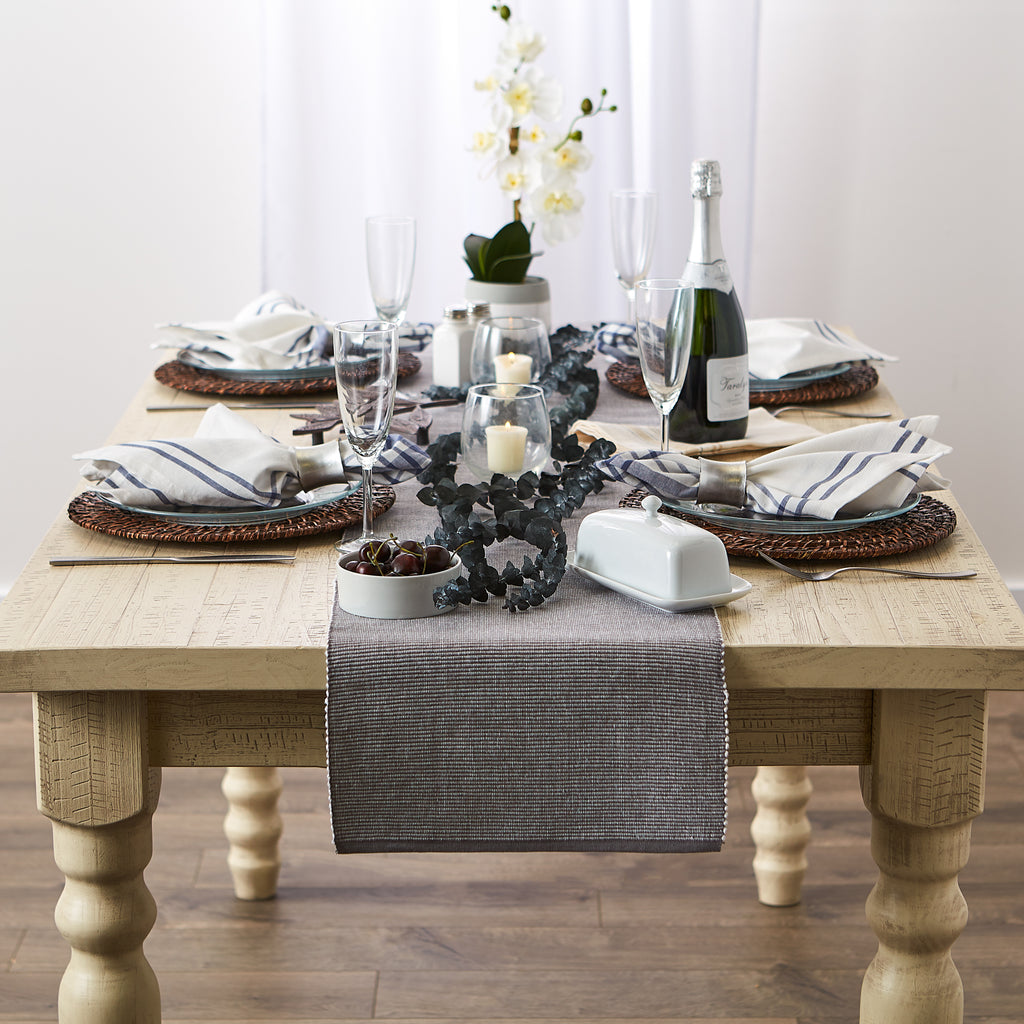 DII Gray & White 2-Tone Ribbed Table Runner