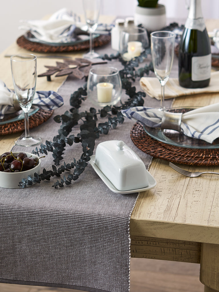 DII Gray & White 2-Tone Ribbed Table Runner