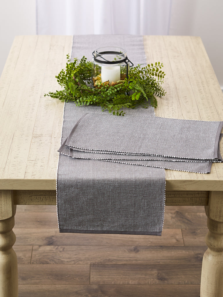 DII Gray & White 2-Tone Ribbed Table Runner