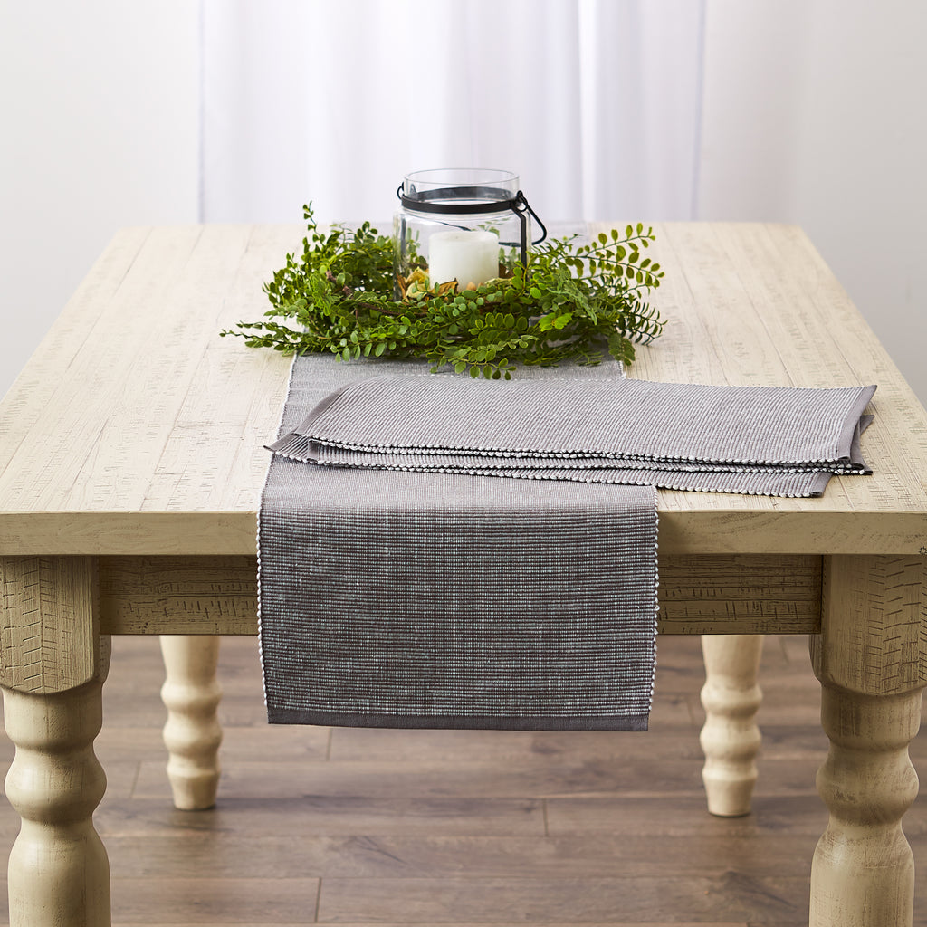 DII Gray & White 2-Tone Ribbed Table Runner