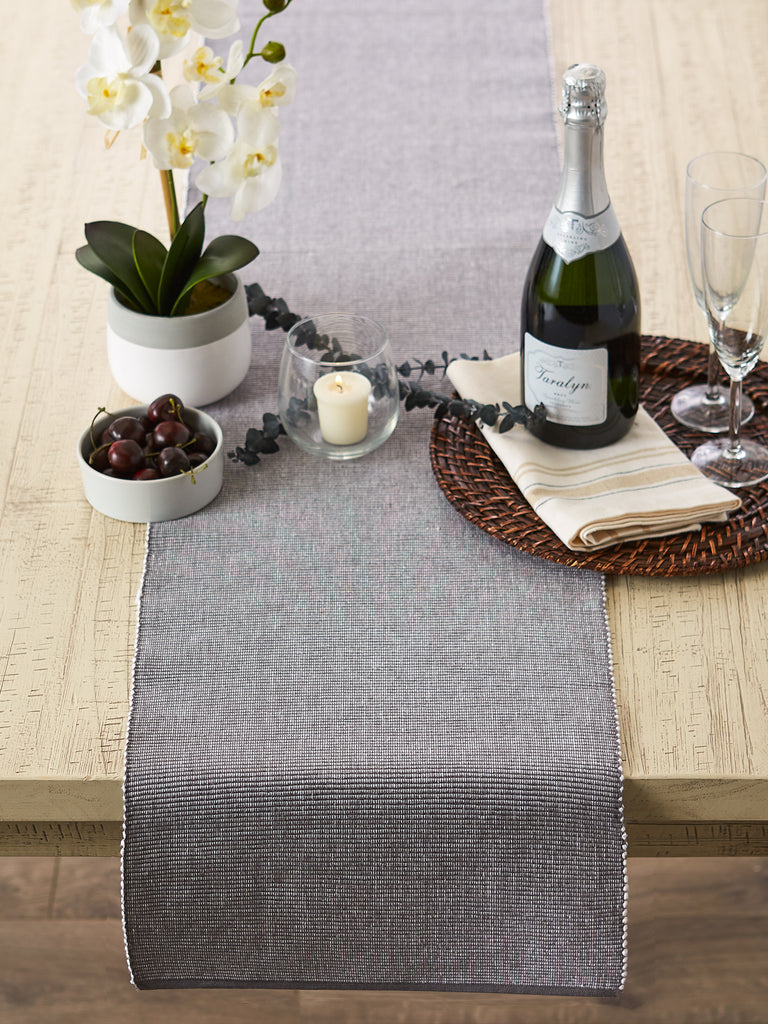 DII Gray & White 2-Tone Ribbed Table Runner