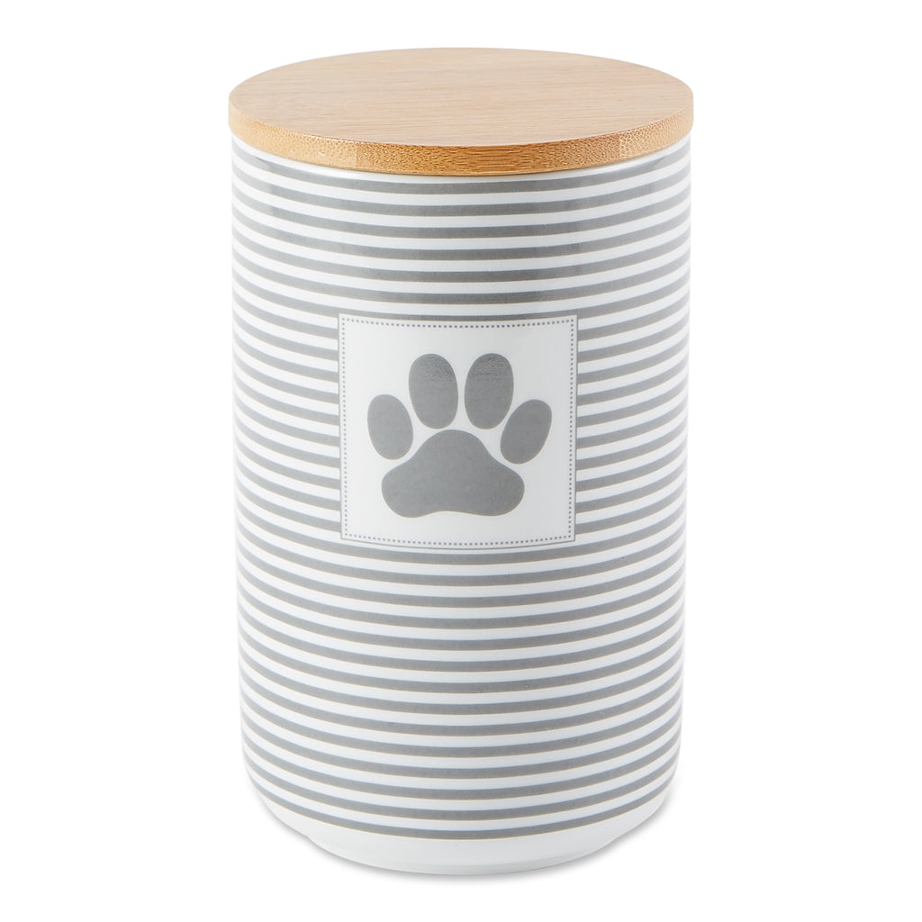 Gray Stripe With Paw Patch Ceramic Treat Canister