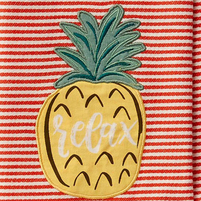 Island Tropics Pineapple Embellished Dishtowels set of 3