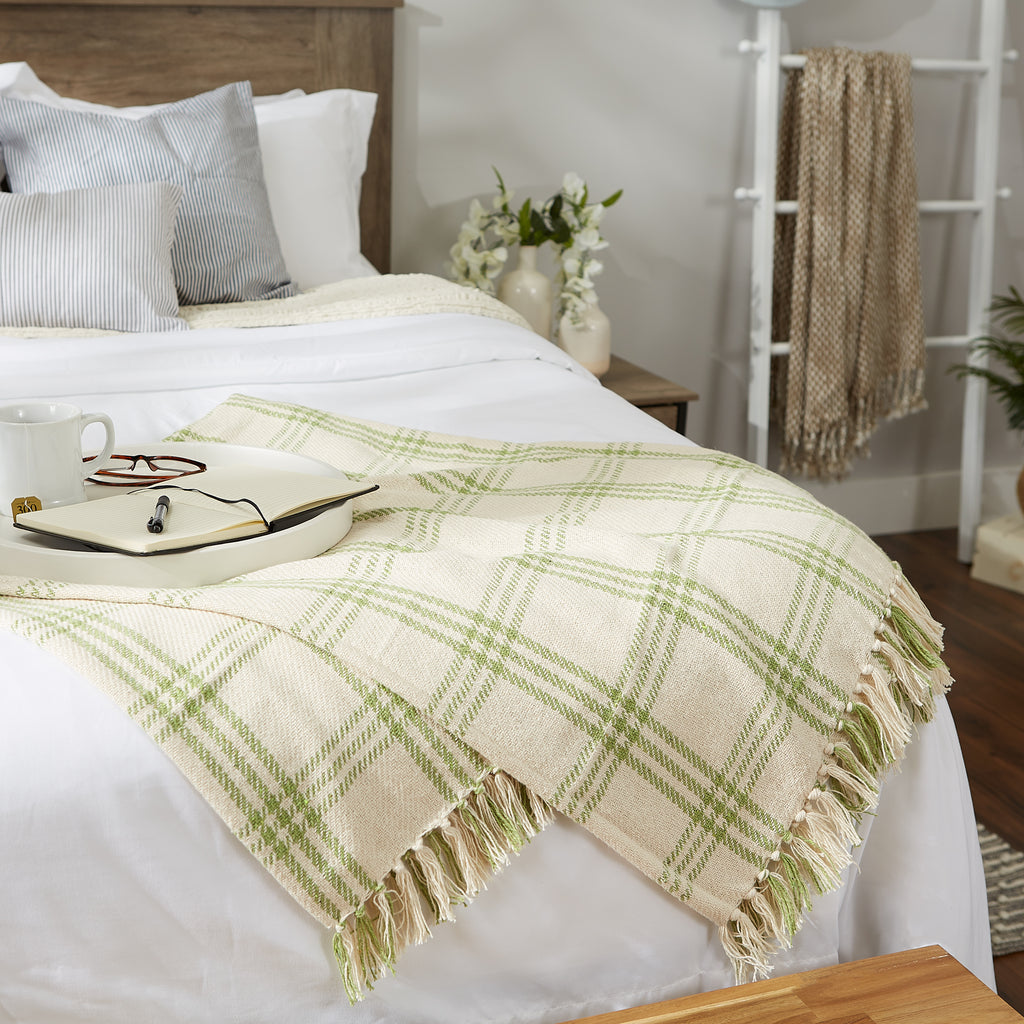 Antique Green Modern Farmhouse Plaid Throw